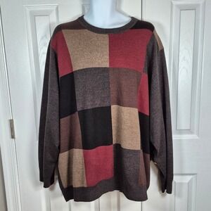 Dockers colorblock gray red brown long sleeve sweater top men's 4XL